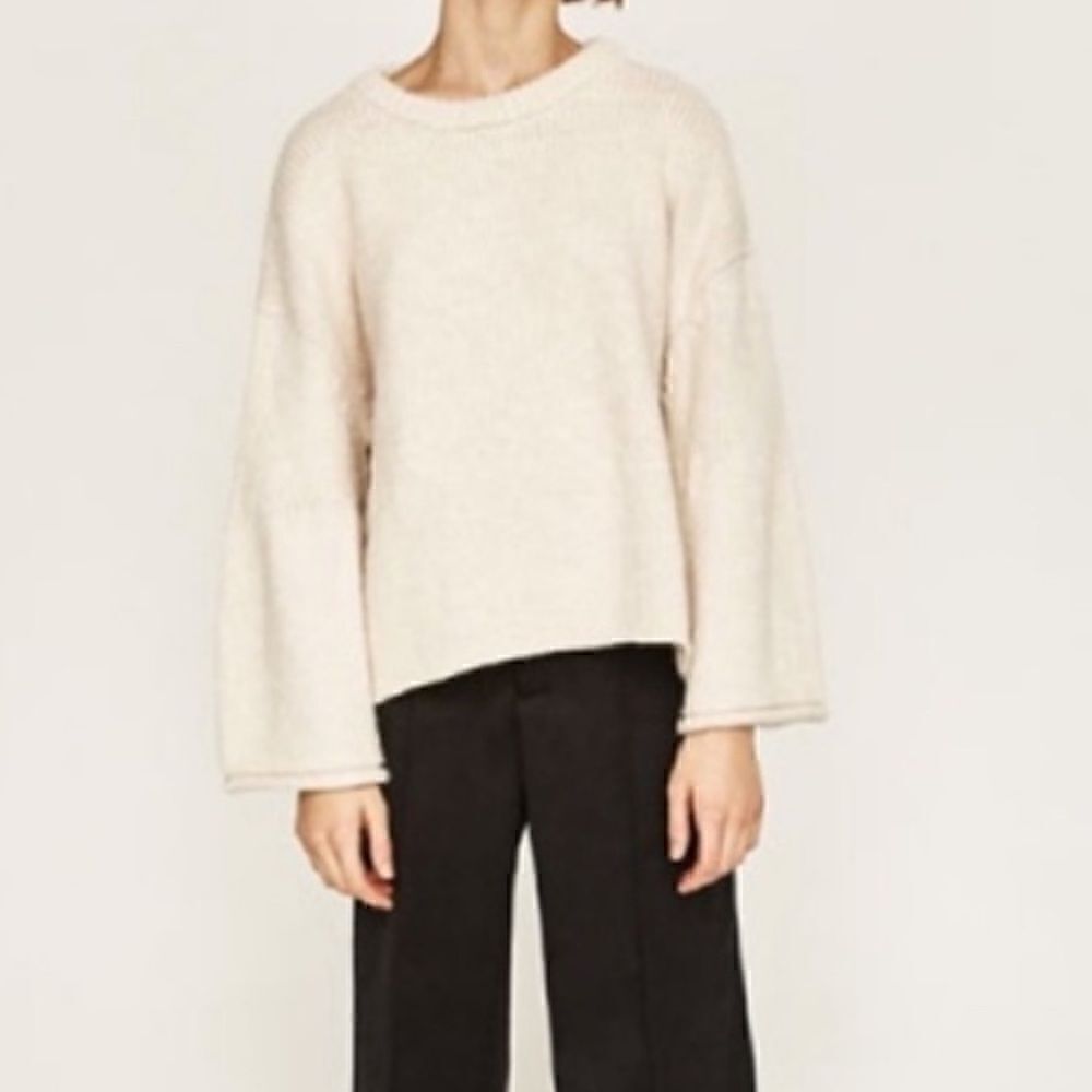 Zara Cream Bell Sleeve Chunky Sweater